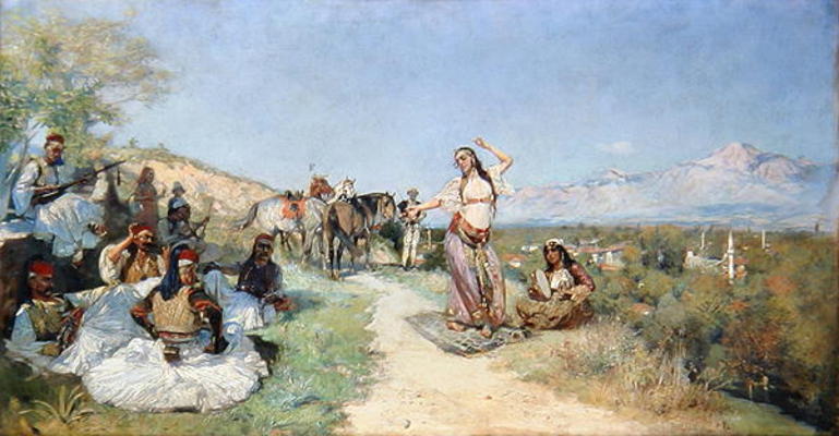 Taking a Break on the Journey, 1894 (oil on canvas) van Waclaw Pawliszak