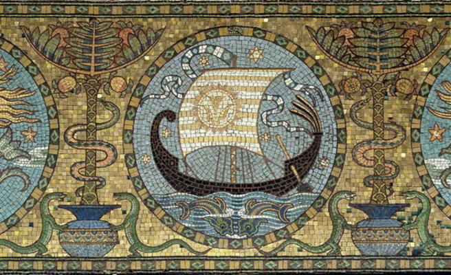 Detail of the gold mosaic floor, c.1881 (mosaic) van Walter Crane