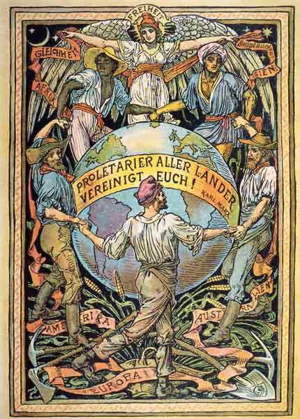 Solidarity of Labour (Illustration zur Proklamation des 1. Mai zum Tag der Arbeit. - Holzschnitt, na van Walter Crane