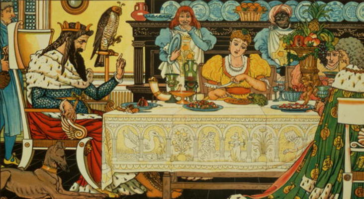 The Princess Shares her Dinner with the Frog, from 'The Frog Prince', 1874 van Walter Crane