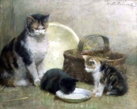 Cat and Kittens van Walter Frederick Osborne