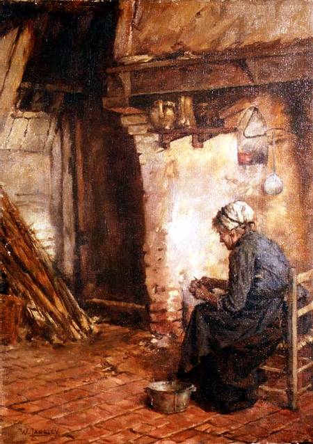 Old Woman Peeling Potatoes van Walter Langley