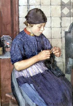 Girl Knitting