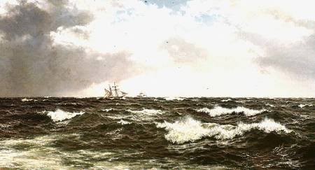 Seascape with Ships in Mid Channel van Walter Shaw