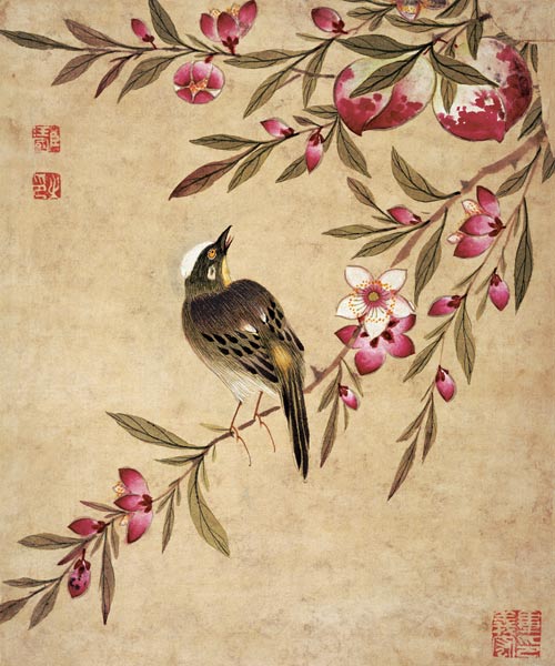 One of a series of paintings of birds and fruit van Wang  Guochen