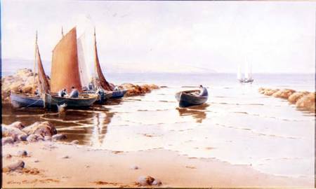 Landing the Catch (possibly Cemaes Bay, Anglessey) van Warren Williams