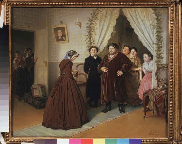Arrival of a Governess in a Merchant House van Wassili Perow
