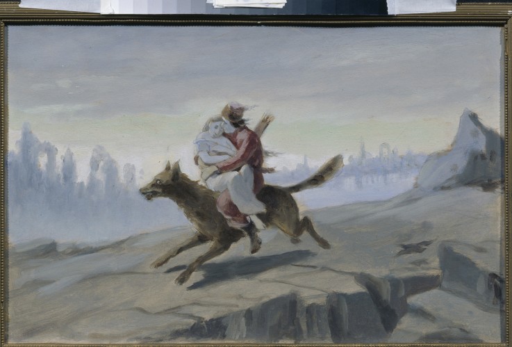 Ivan Tsarevich riding the Gray Wolf van Wassili Perow