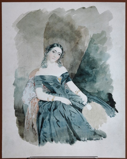 Portrait of Leonilla Ivanovna Baryatinskaya, Princess zu Sayn Wittgenstein (1816-1918) van Wassili Sadownikow