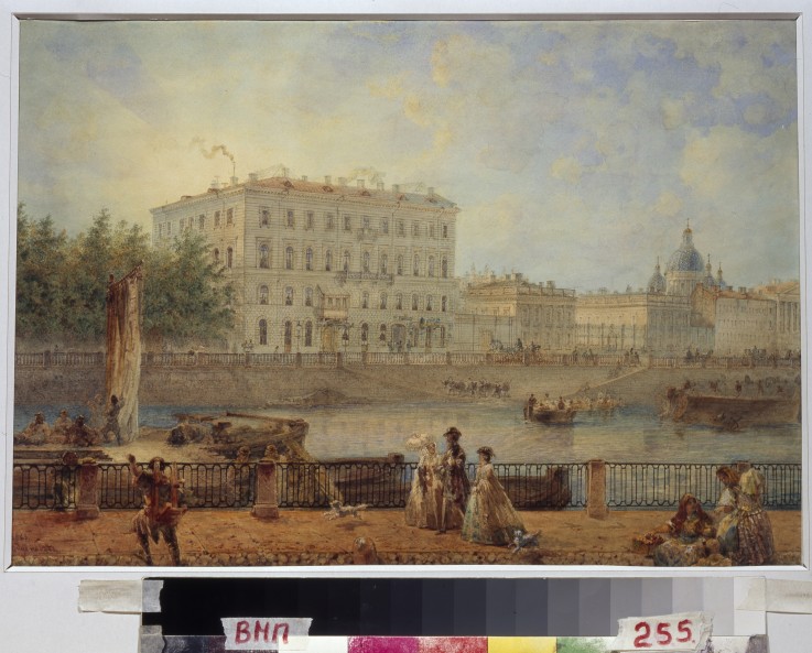 Saint Petersburg. View of the Fontanka River and the Derzhavin House van Wassili Sadownikow