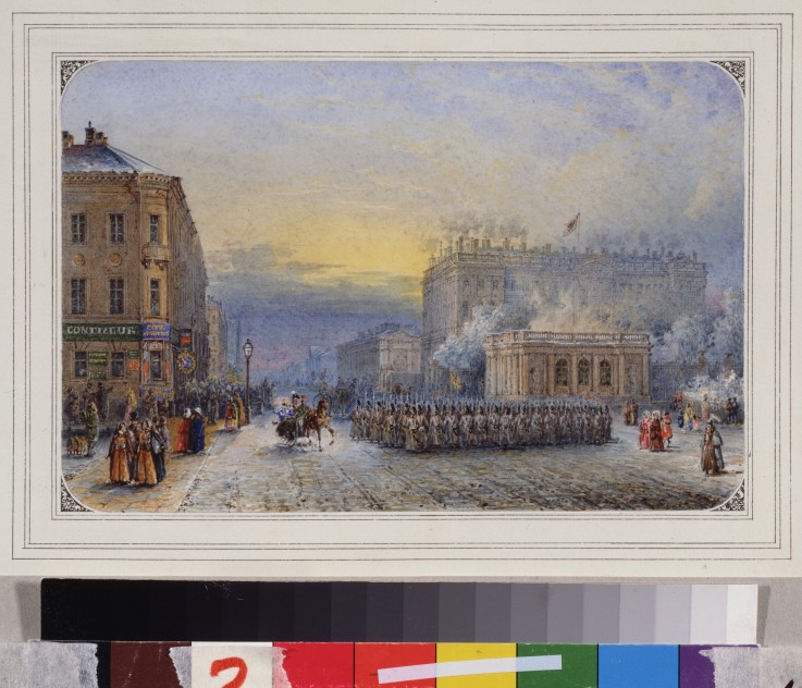 St. Petersburg. The Anichkov Palace. Easter Day, April 11, 1848 van Wassili Sadownikow