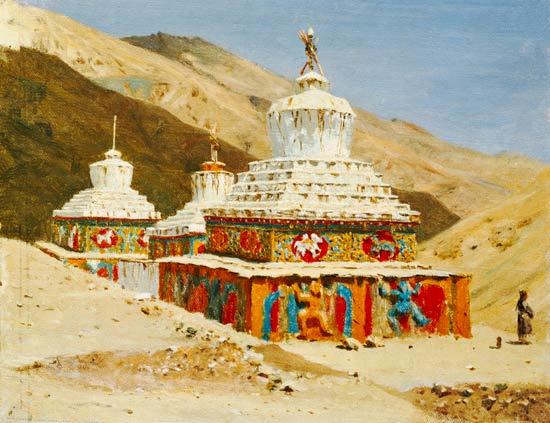 Totentempel in Ladakh van Wassili Werestschagin