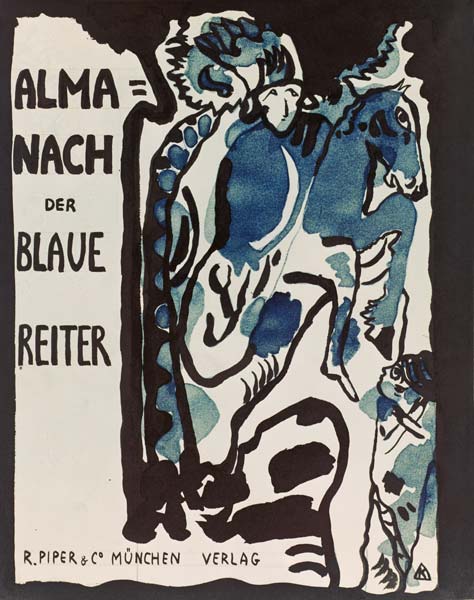 Endgültiger Entwurf für den Umschlag des Almanachs Der blaue Reiter van Wassily Kandinsky