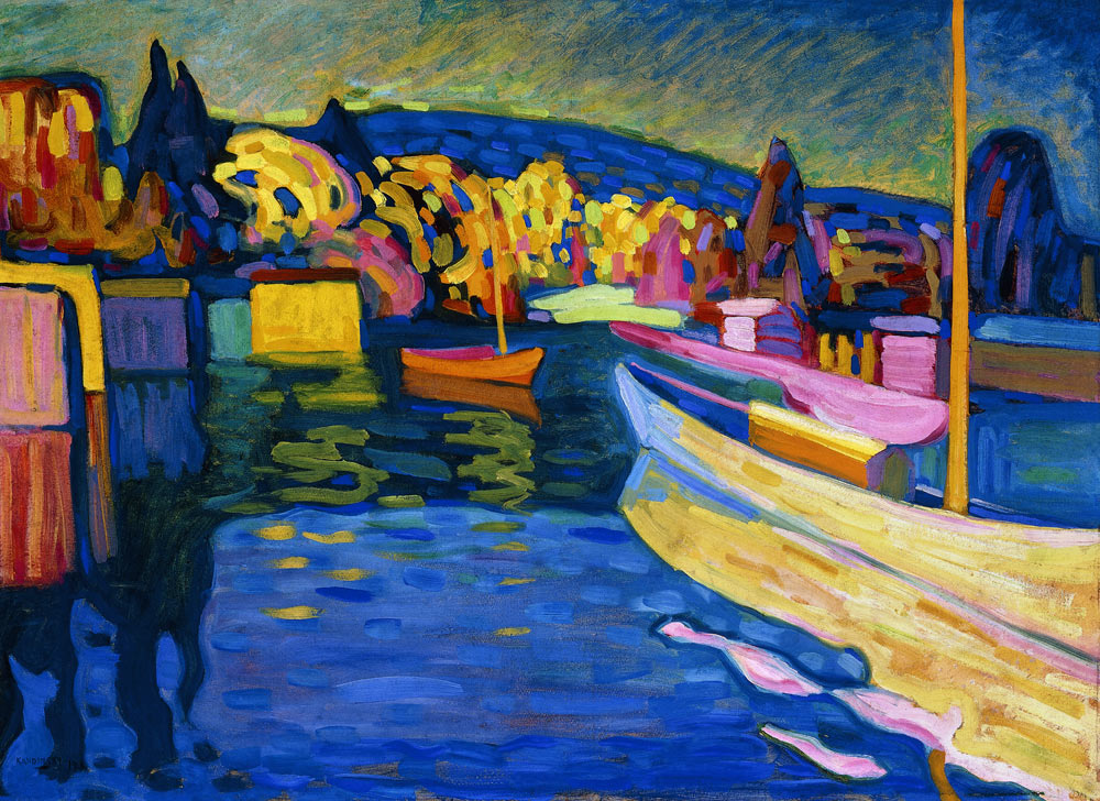 Herfstlandschap met boten van Wassily Kandinsky