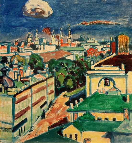 View of Muscow from the Window of Kandinsky's Flat van Wassily Kandinsky