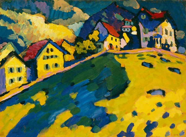 Houses on a Hill van Wassily Kandinsky