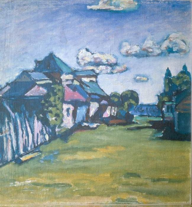 Landscape with buidlings van Wassily Kandinsky