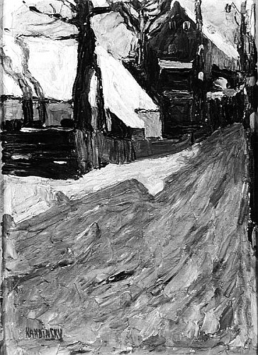 Schwabing: Nikolaistrasse in Winter I van Wassily Kandinsky