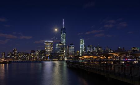 Moonlight over lower Manhattan