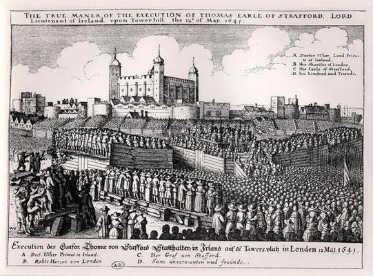 The Execution of Thomas Wentworth (1593-1641) Earl of Strafford, Tower Hill, 12th May 1641 (engravin van Wenceslaus Hollar