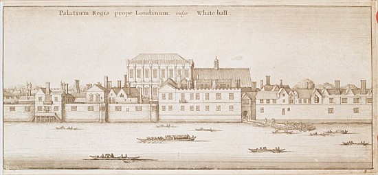 View of Whitehall van Wenceslaus Hollar