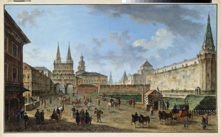 Moscow. View of the Resurrection Gate at the Red Square van Werkst. Alexejew