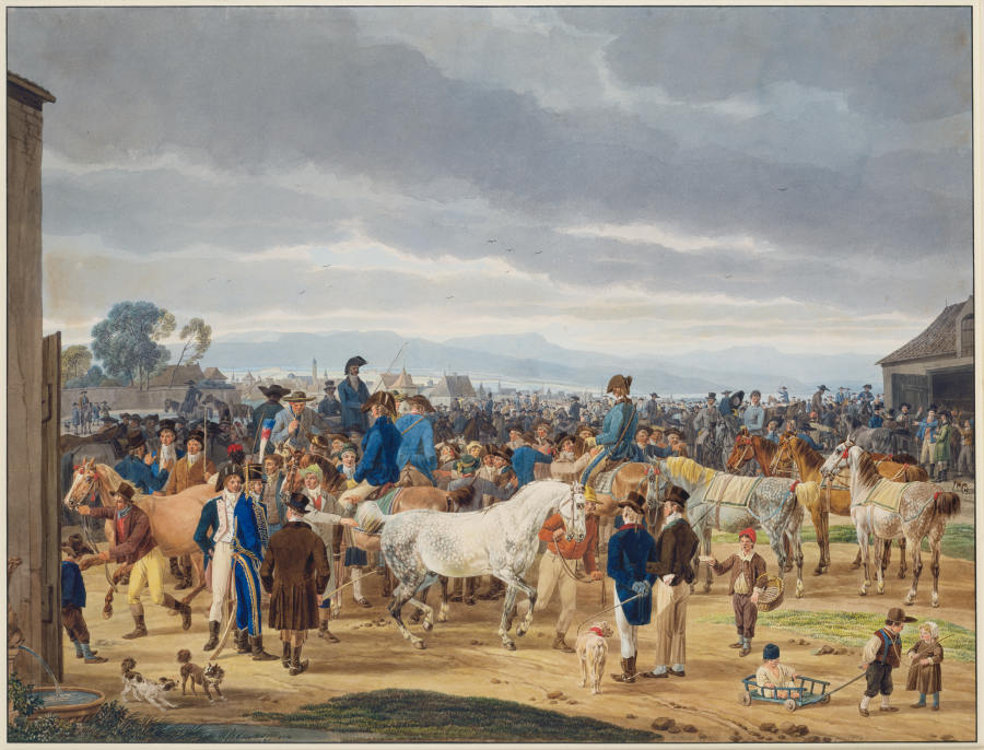 Horse market van Wilhelm Alexander Wolfgang von Kobell