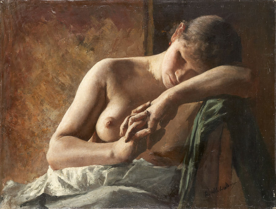 Model study of a sleeping girl van Wilhelm Altheim
