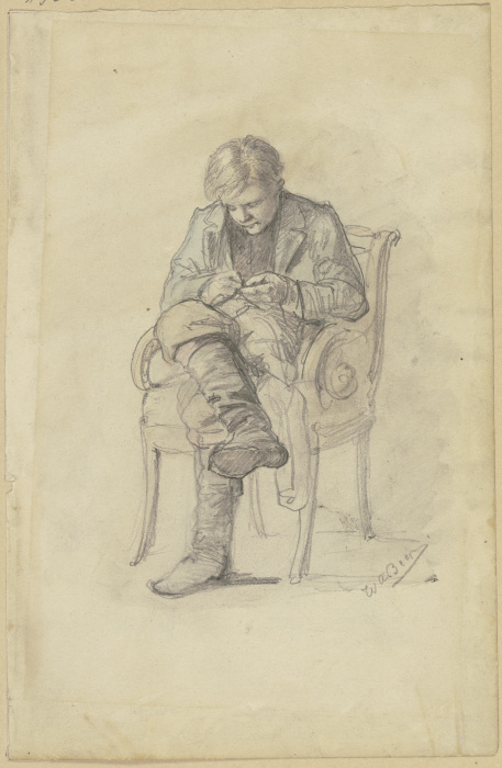 Young man on a chair van Wilhelm Amandus Beer