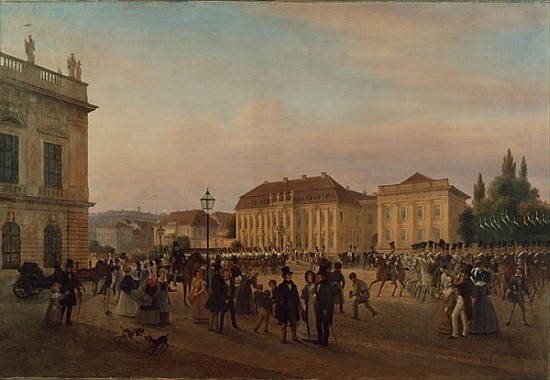 Parade before the royal palace van Wilhelm Bruecke