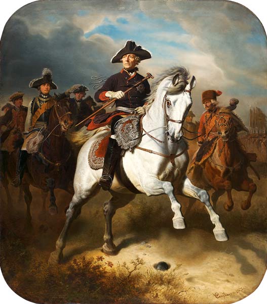 Friedrich der Große zu Pferde van Wilhelm Camphausen
