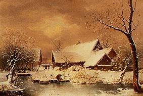 Verschneite Winterlandschaft. van Wilhelm Heinrich Schneider