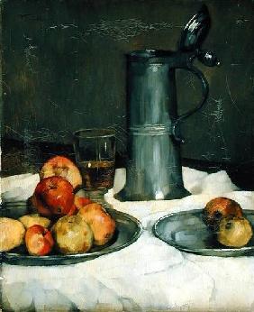 Still life with apples and pewter jug