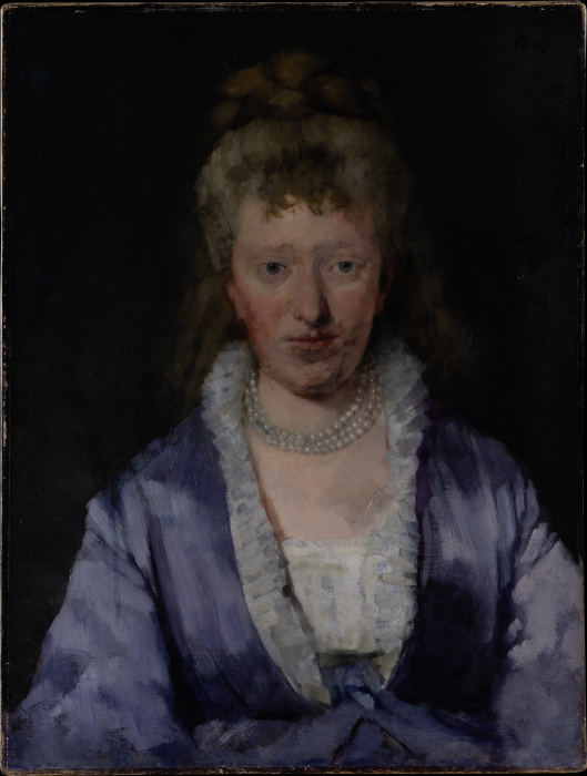 Portrait of a Dame with a Violet Dress van Wilhelm Trübner
