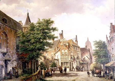 Figures at a Crossroads in Amsterdam van Willem Koekkoek
