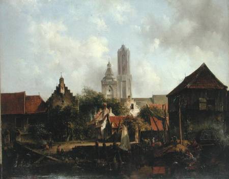 Canal Scene with Utrecht van Willem Roelofs