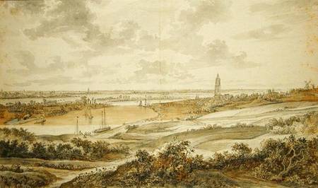 Panorama with the town of Rhenen van Willem Schellinks