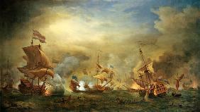 De slag bij Kijkduin, Texel door Willem van der Velde