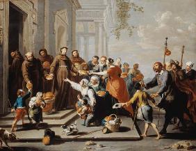 Der hl. Antonius von Padua verteilt Brot an die Armen