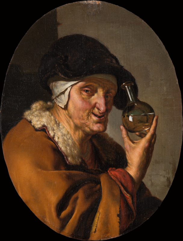 An Old Woman with Urine Glass: "The Quack" van Willem van Mieris