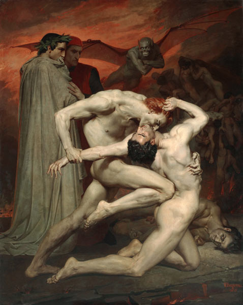 Dante and Virgil in Hell van William Adolphe Bouguereau