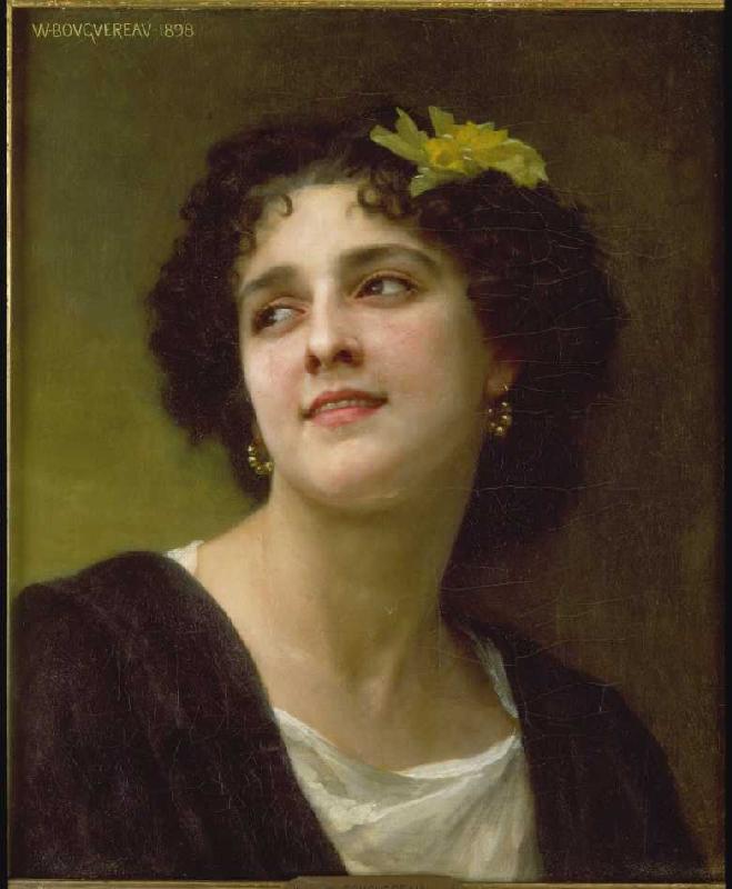 Dunkelhaarige Schönheit. van William Adolphe Bouguereau