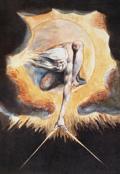 The Ancient of Days, from 'Europe a Prophecy', 1793 (etching with pen & ink, w/c and bodycolour on p van William Blake