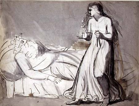 Lady Macbeth approaching the murdered Duncan (ink and wash) van William Blake
