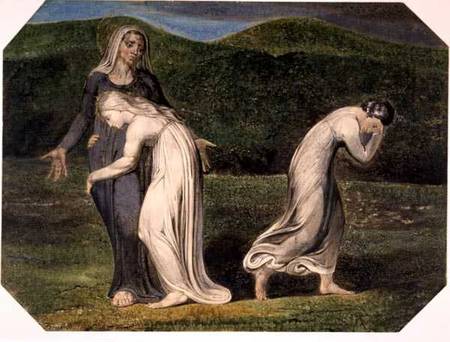 Naomi entreating Ruth and Orpah to return to the land of Moab, from a series of 12 known as 'The Lar van William Blake