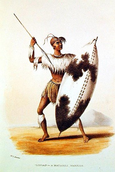Lingap, a Matabili Warrior, illustration from ''Wild Sports of South Africa'' by W.C. Harris van William Cornwallis Harris