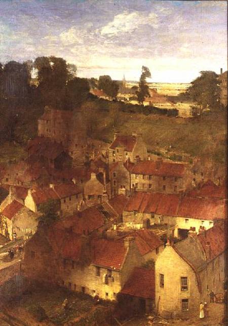The Village of the Water of Leith from a Window in Rothesay Terrace van William Fettes Douglas