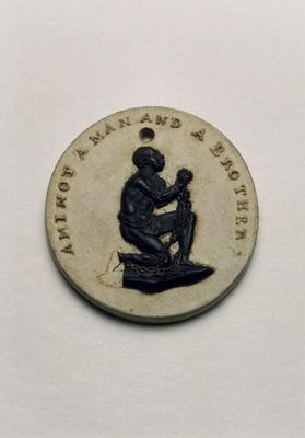 Wedgwood Slave Emancipation Society medallion, c.1787-90 (jasperware) van William Hackwood