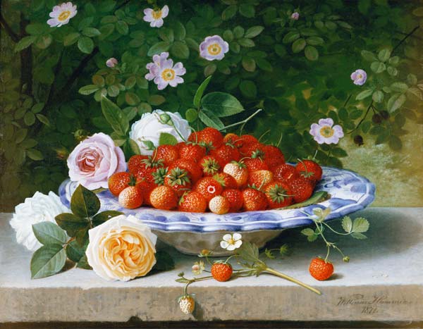 Ein Teller mit Erdbeeren van William Hammer