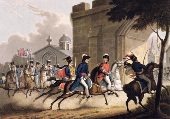 Entrance of Lord Wellington into Salamanca at the head of a Regiment of Hussars, May 20th 1813, from van William Heath